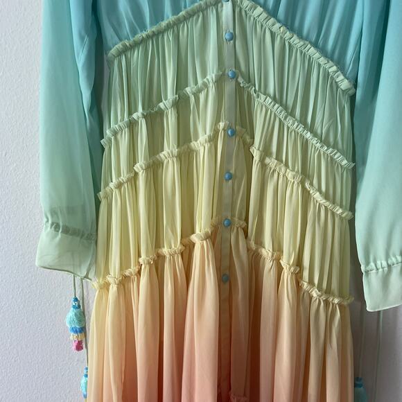 Rococo Sand Ciel Dress Rainbow‎ Gradient Stripe High Low  Size S NWT - Picture 8 of 12